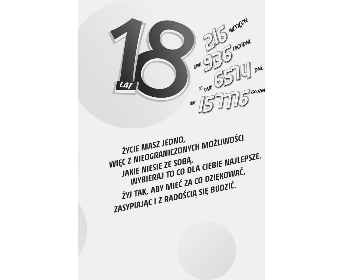 Birthday Card 18th Birthday, Numbers, 13x20,5 cm